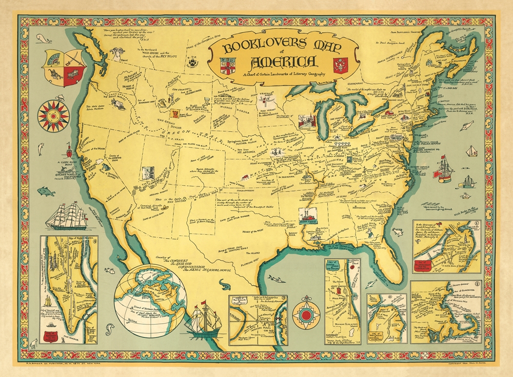 Booklovers Map of America. A Chart of Certain Literary Geography ...